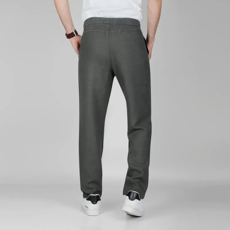 Lightweight Ramie Blend Trousers  -  OLIVE - Available in store