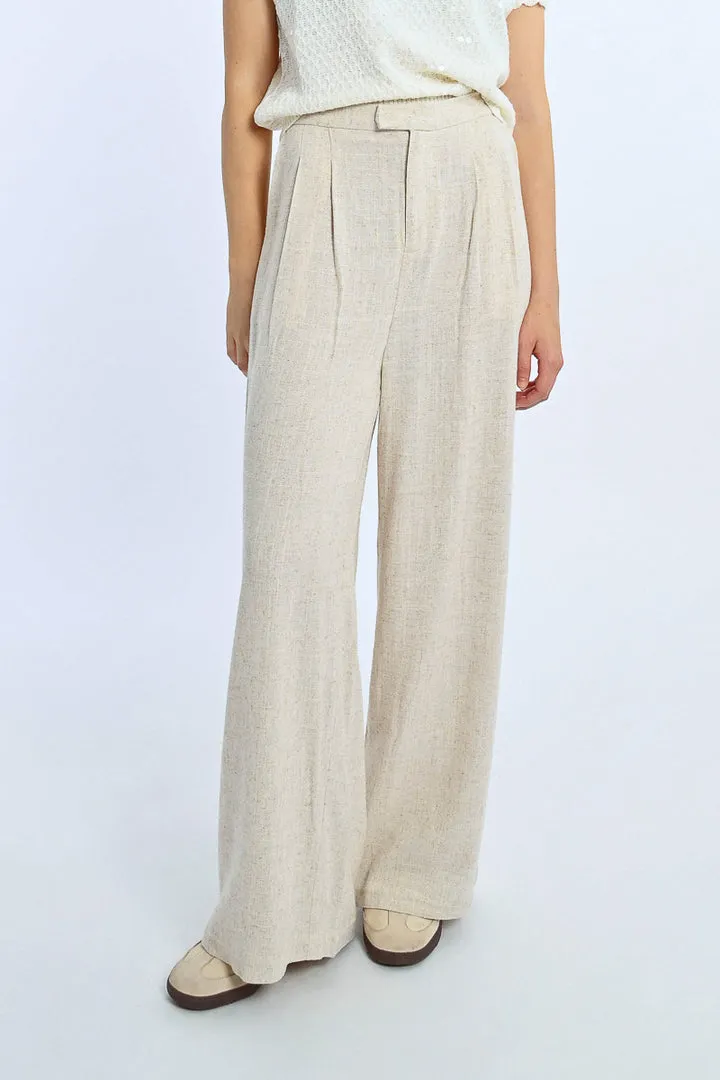 Lili Sidonio Oatmeal Linen Trouser Pants