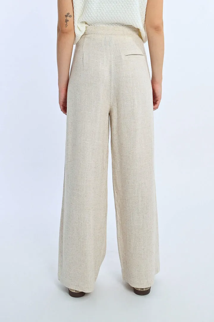 Lili Sidonio Oatmeal Linen Trouser Pants