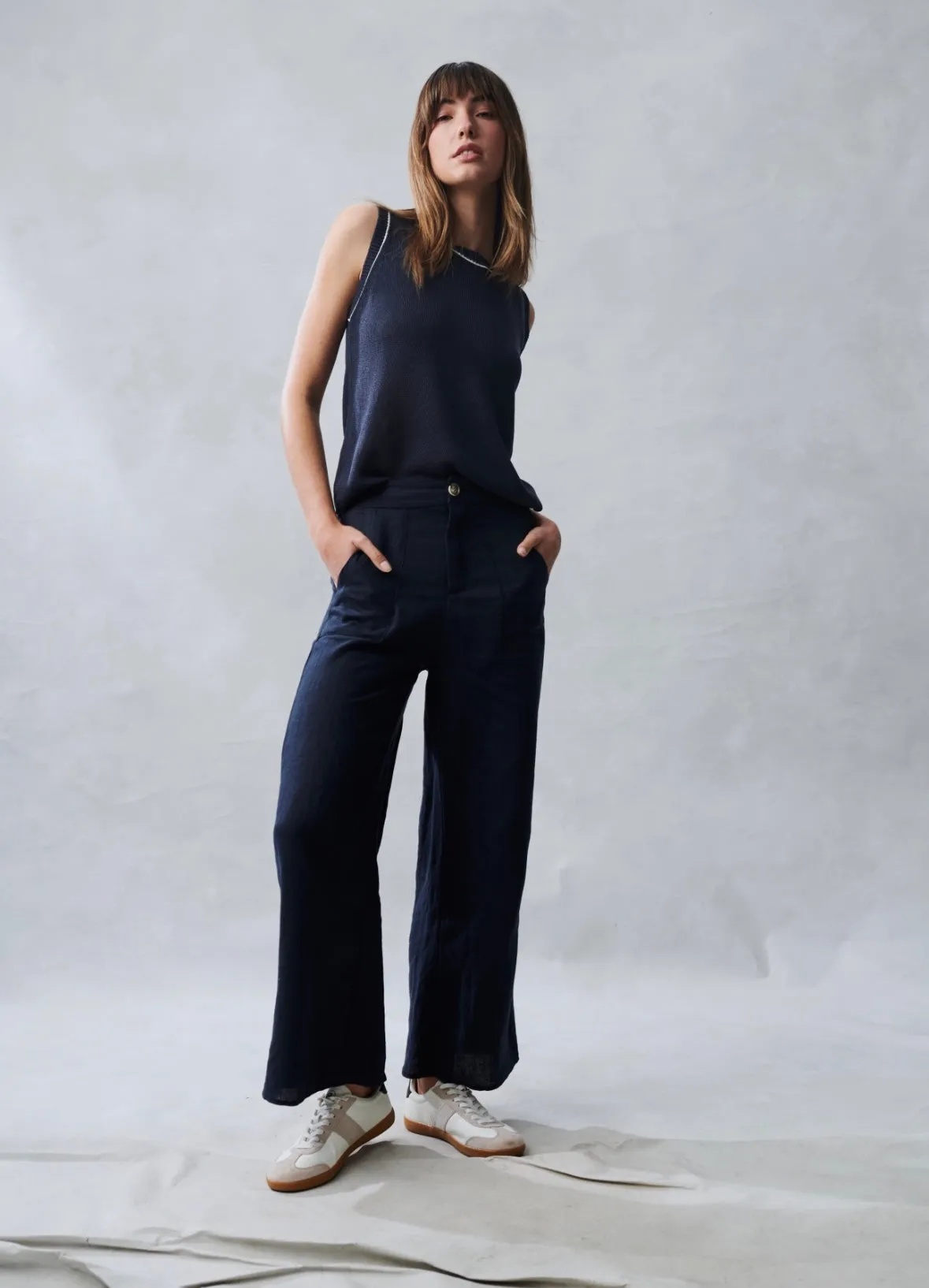 Little Lies Jude Linen Pants - French navy