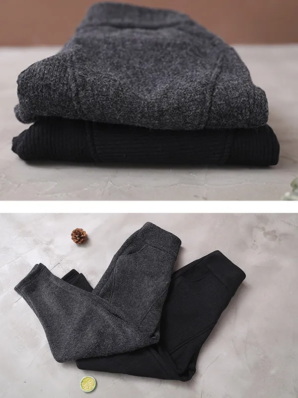 Loose Stitching Velvet Thickening Pants