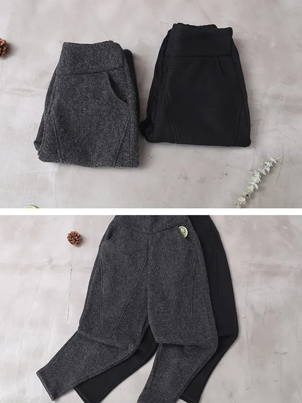 Loose Stitching Velvet Thickening Pants