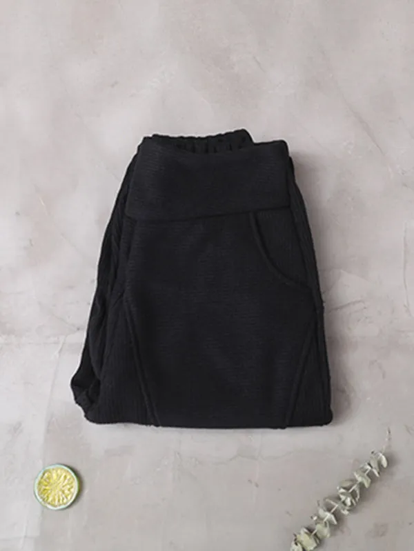 Loose Stitching Velvet Thickening Pants
