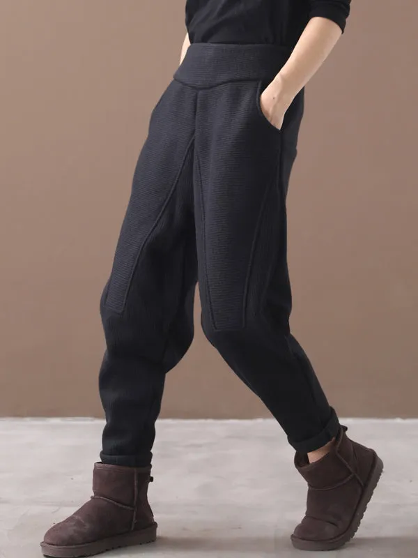 Loose Stitching Velvet Thickening Pants