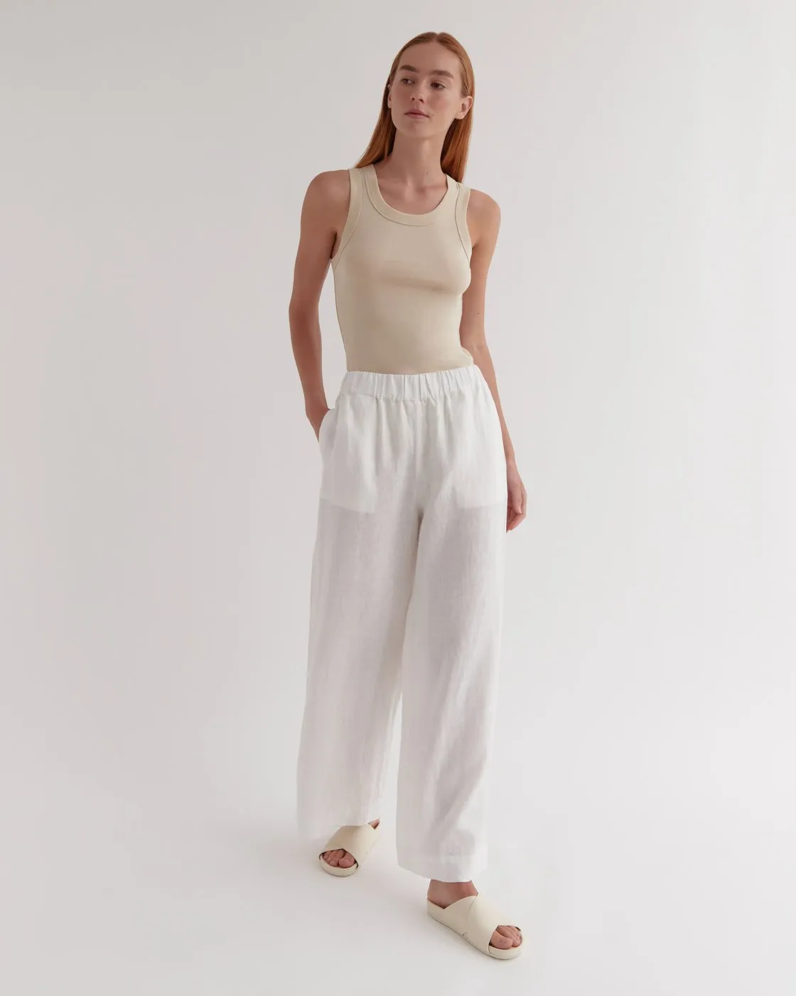 Lyla Linen Pant - Antique White