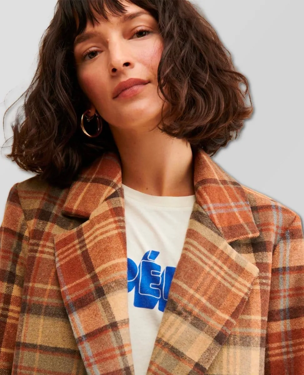 Mari Plaid Blazer Winter Wheat