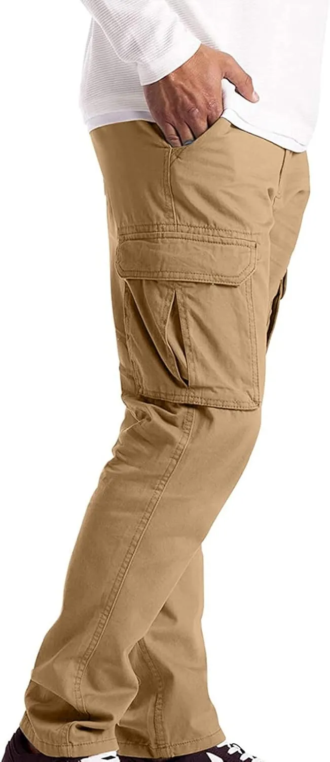 Mens Casual Cargo Pants Thin Lightweight Sweatpants Pleated Drawstring Pant Slim Fit Joggers Trousers Multi Pockets