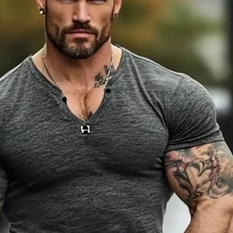 Men's Cotton Blend Casual Short-sleeved T-shirt 01443700X