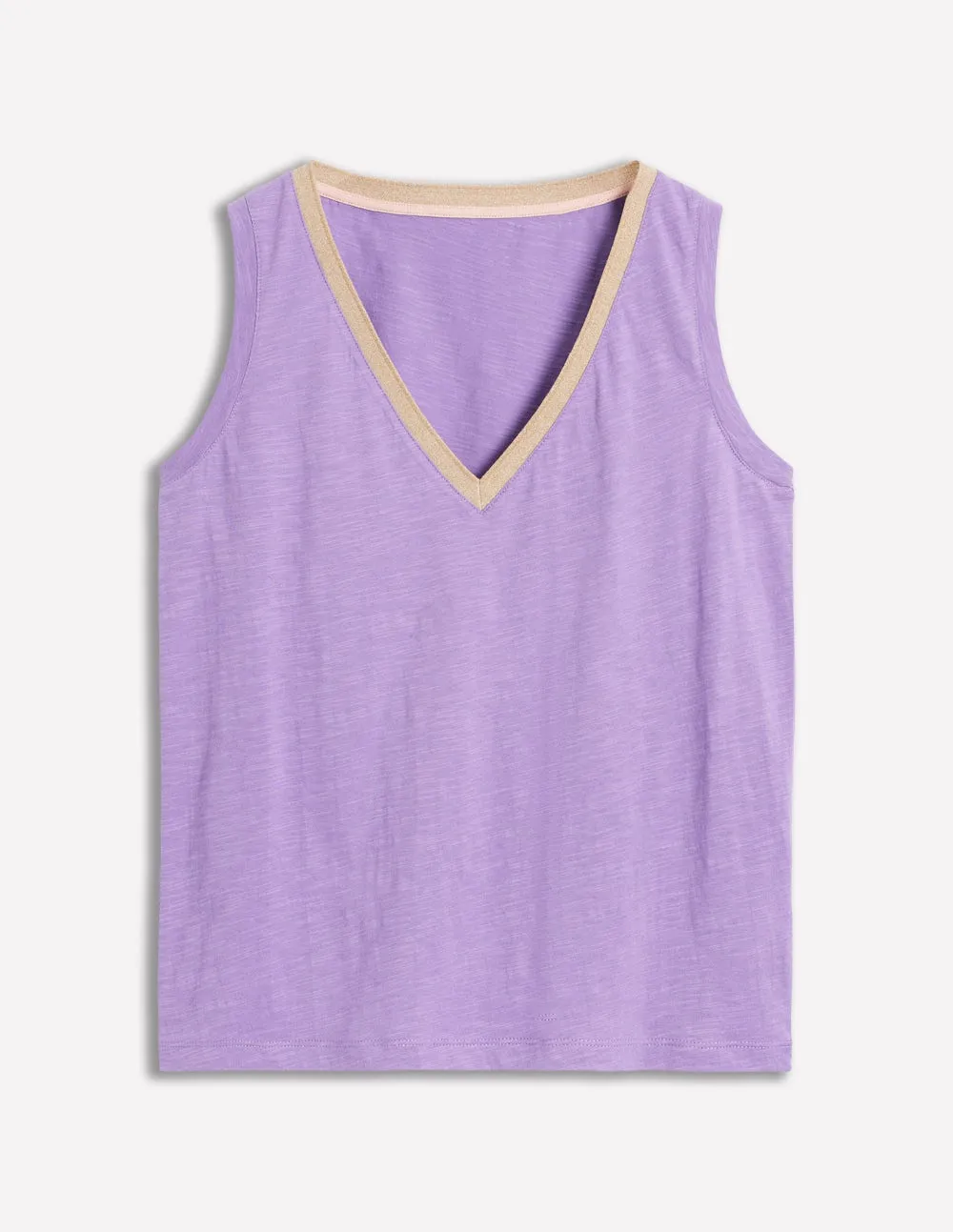 Metallic Trim V Neck Vest-Pretty Violet