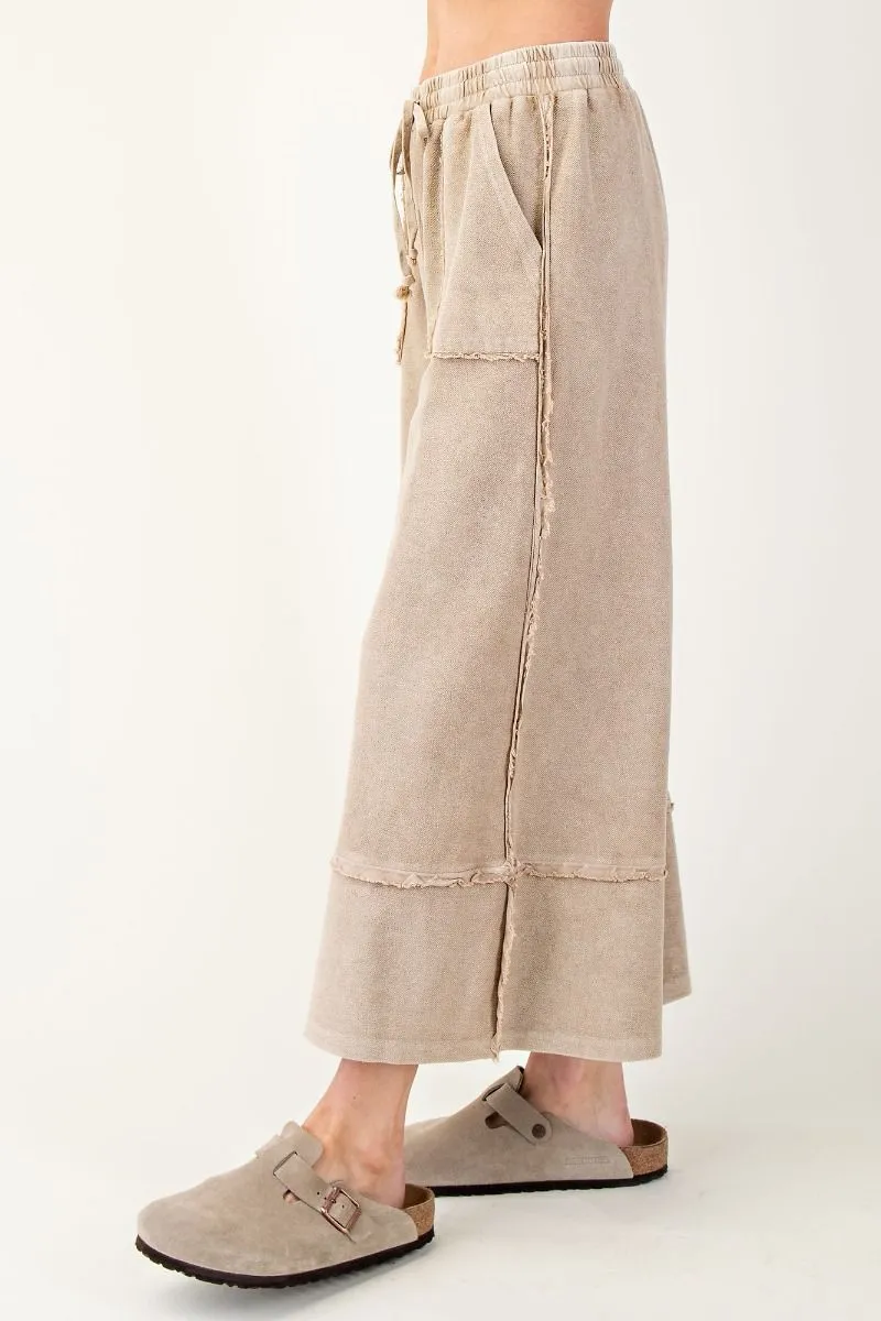 Mineral Washed Palazzo Pants - Mushroom