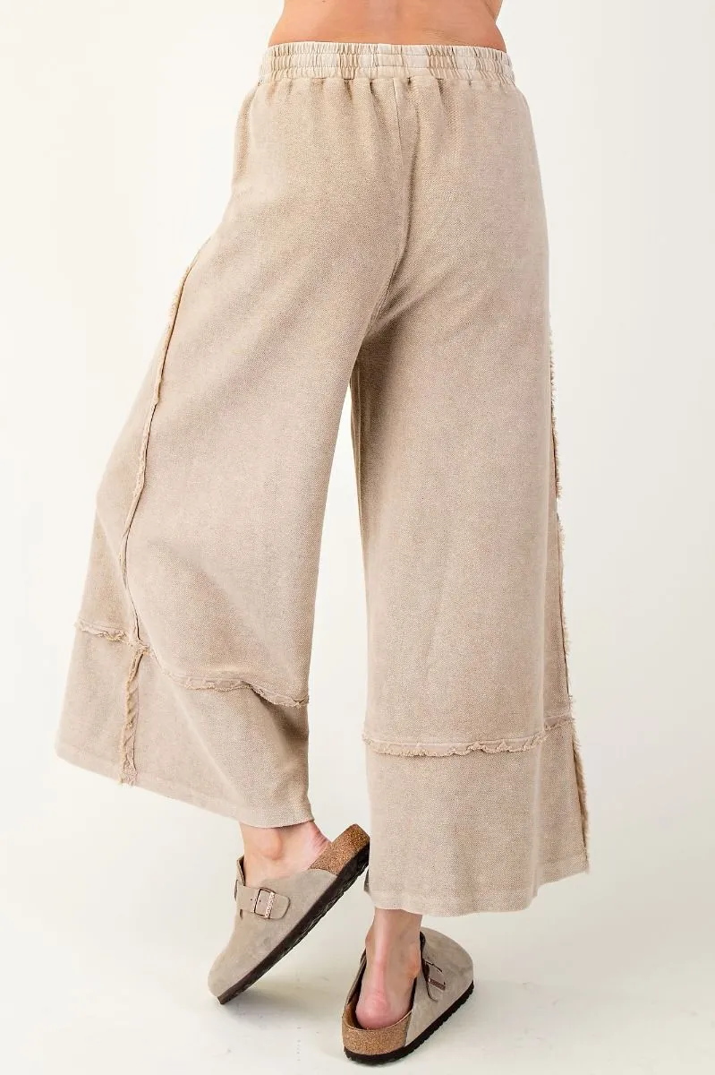Mineral Washed Palazzo Pants - Mushroom