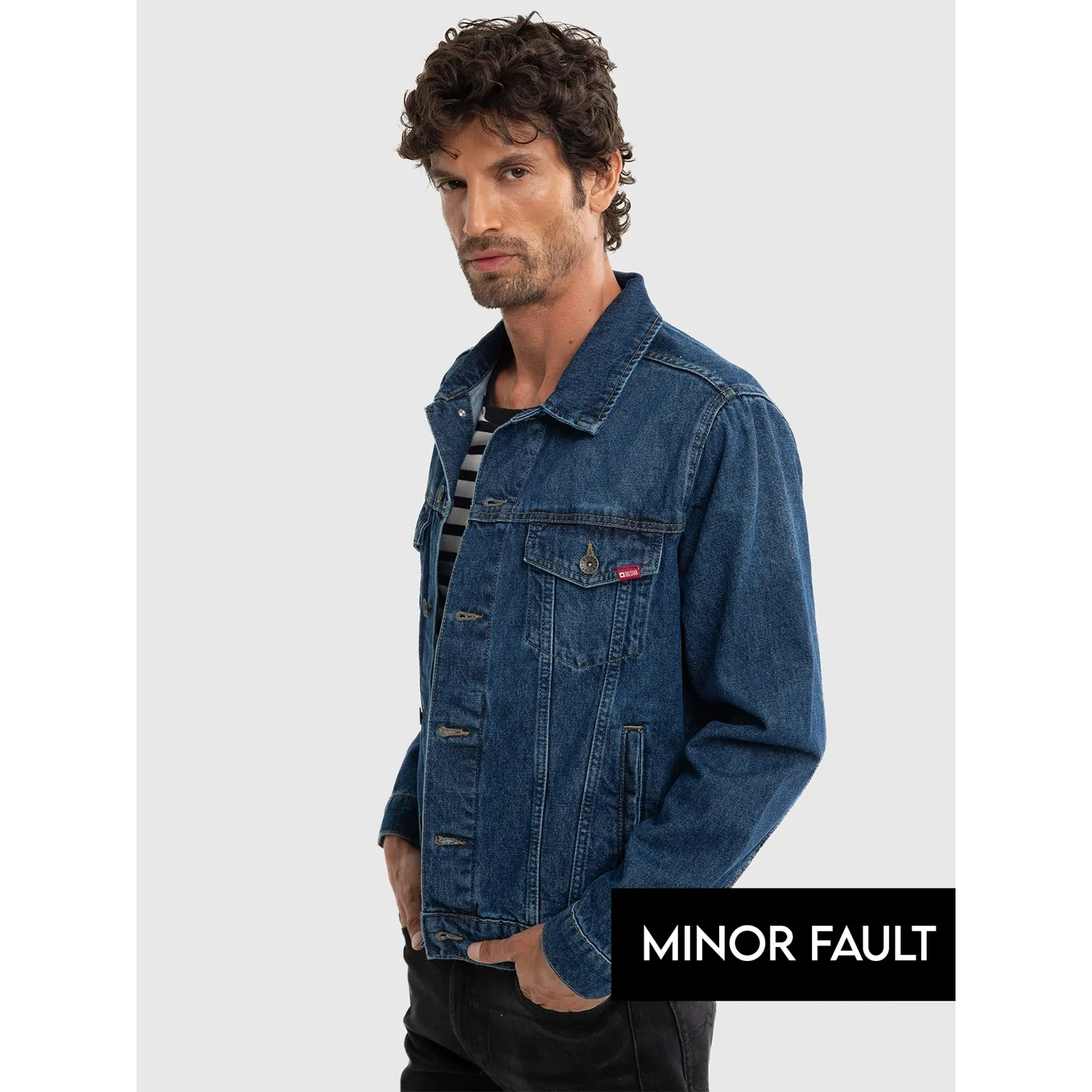 (Minor Fault) Dark Blue Classic Denim Jacket