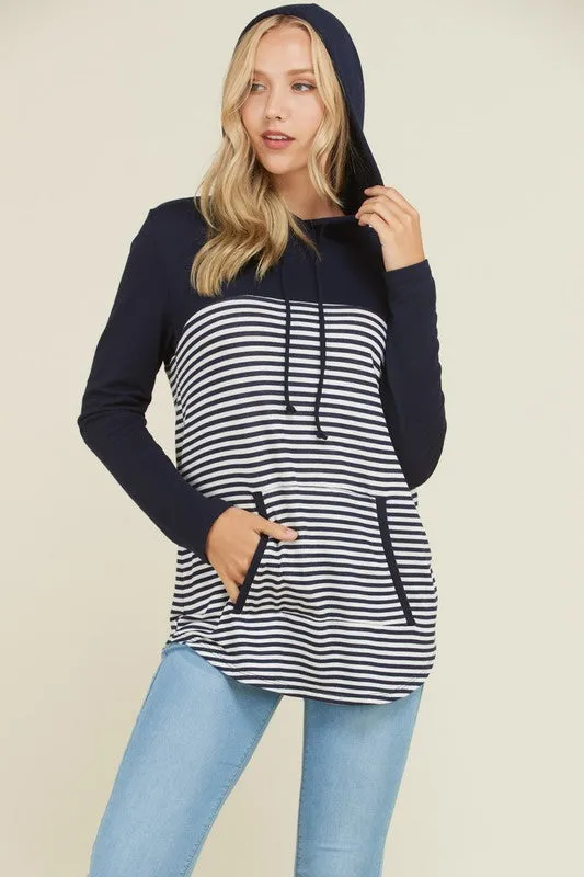 Navy Stripe Hoodie Sweater