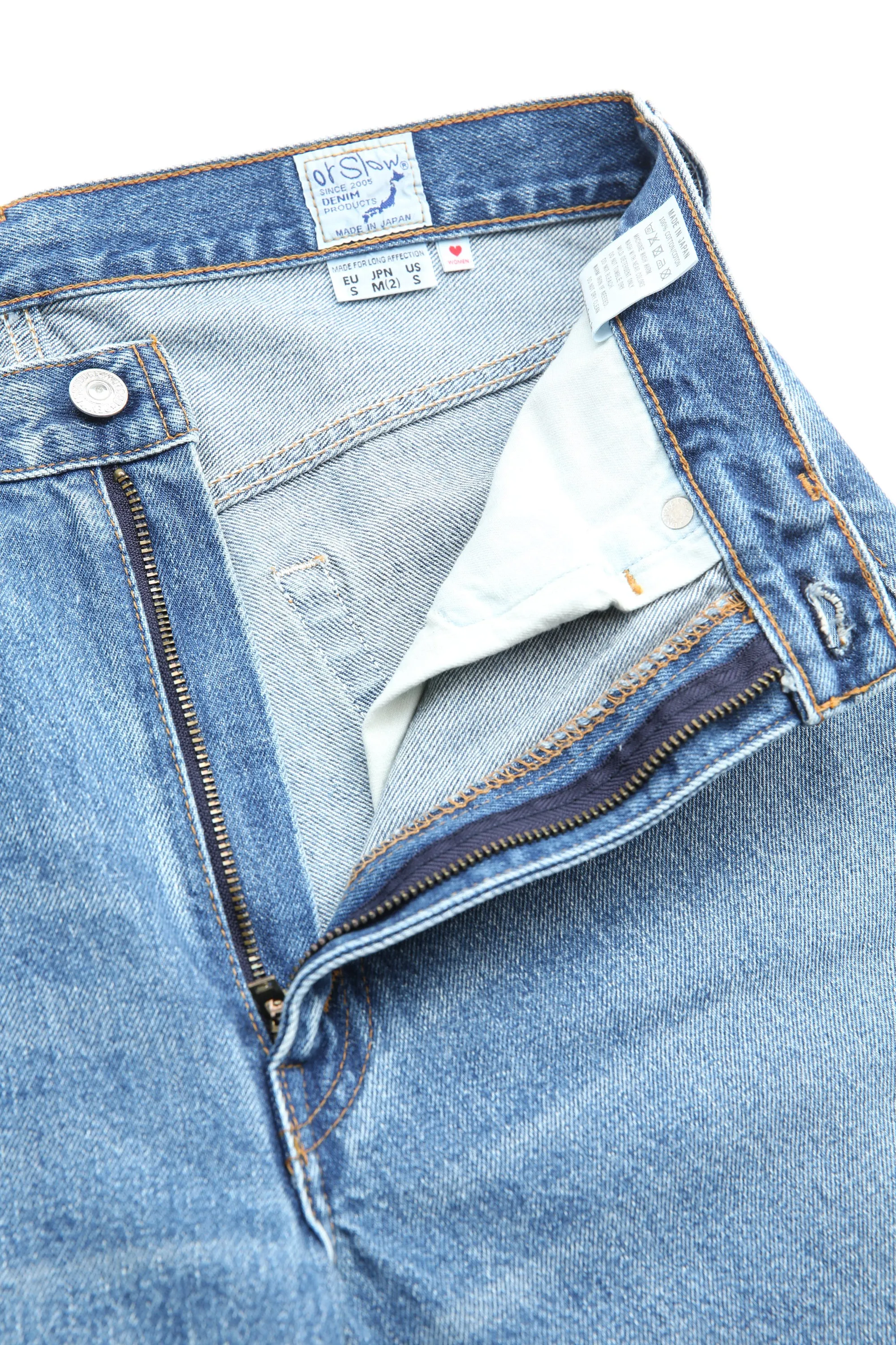 orSlow Women's SHORT LENGTH 105 90'S DENIM MID USED (*ZIPPER FLY)