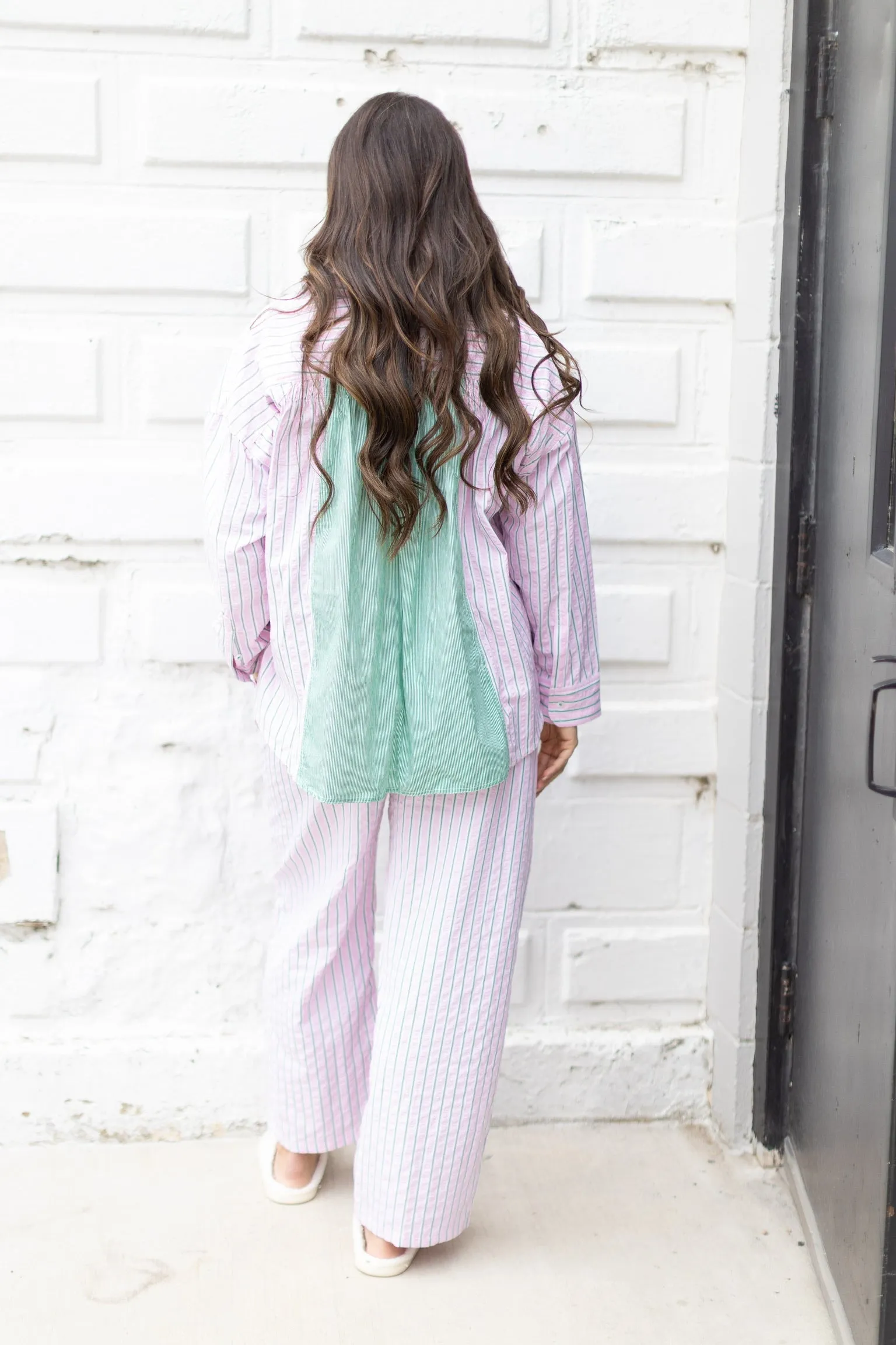 Pink & Green Stripe Pajama Pants