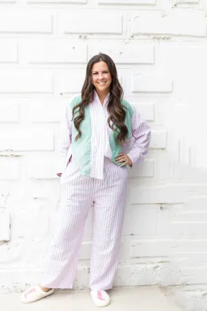 Pink & Green Stripe Pajama Pants