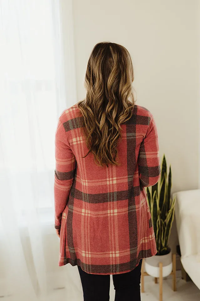Plaid Check Open Cardigan