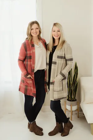 Plaid Check Open Cardigan