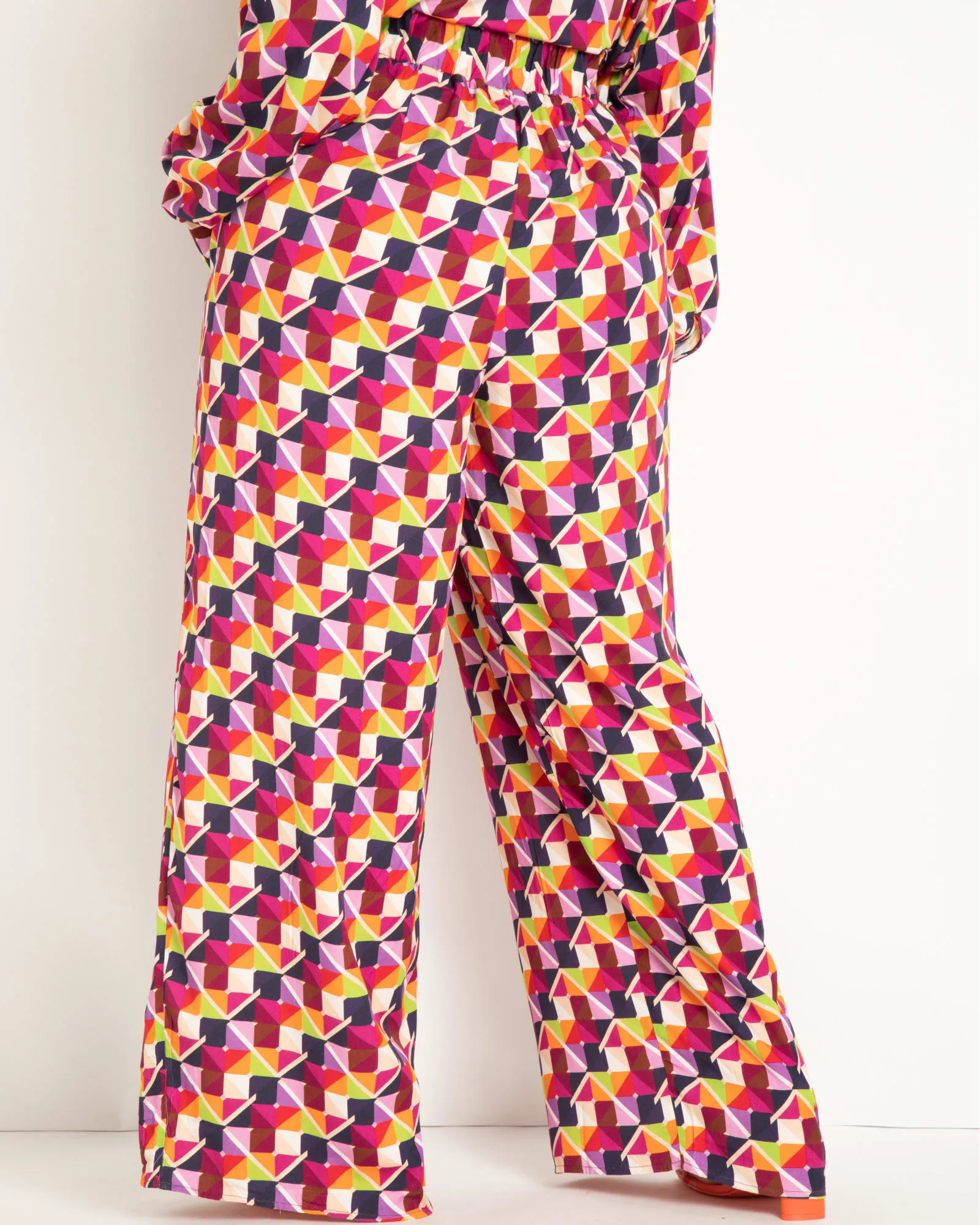 Printed Wide Leg Pant | Colorful Checkers