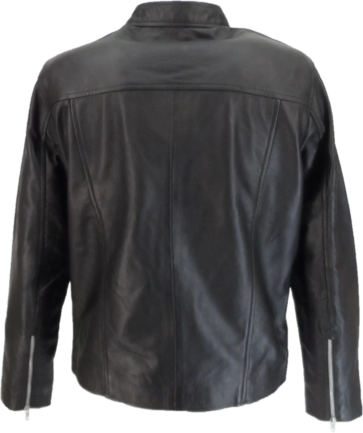 Real Hoxton Mens Black Leather Cafe Racer Jacket