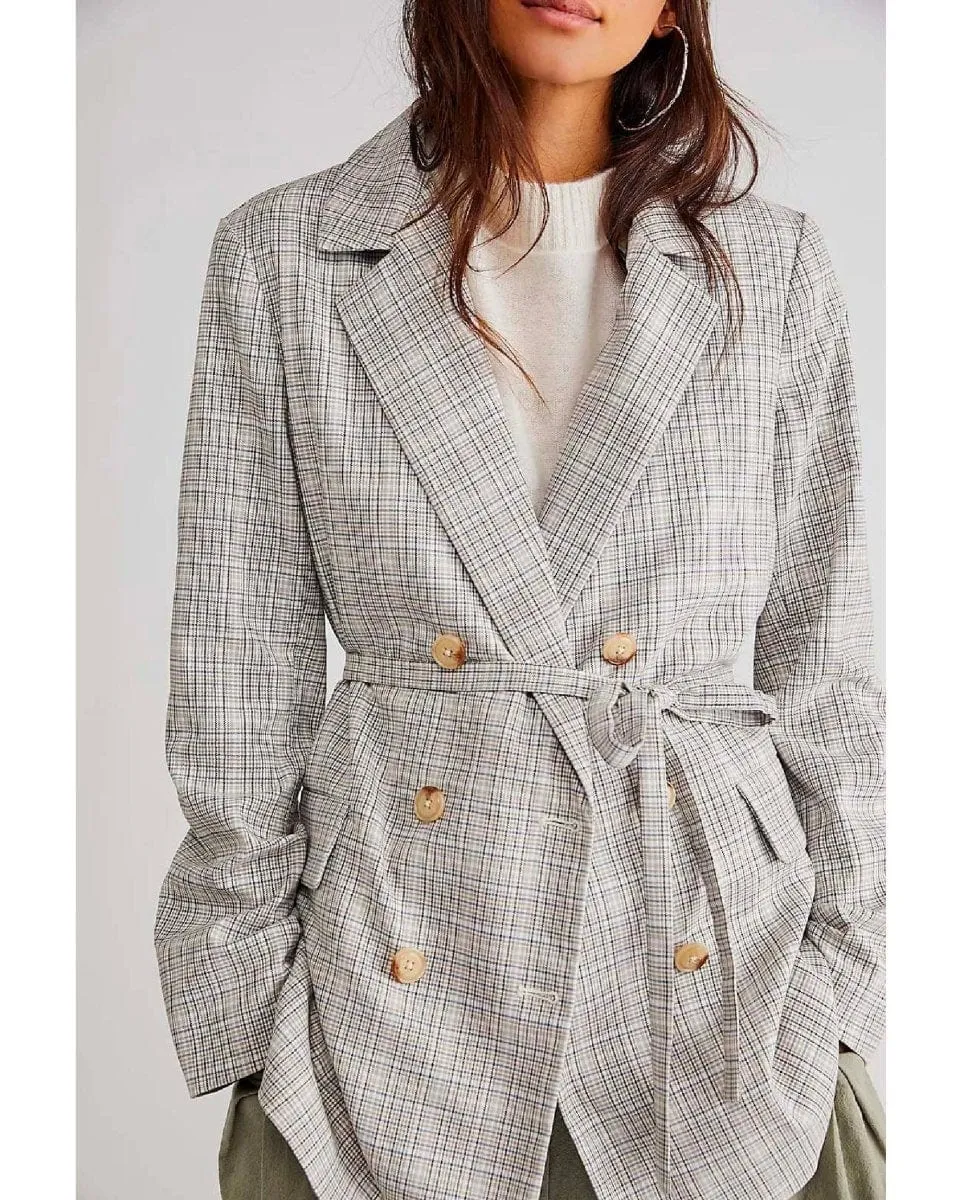 Restocked Olivia Plaid Blazer Neutral Combo