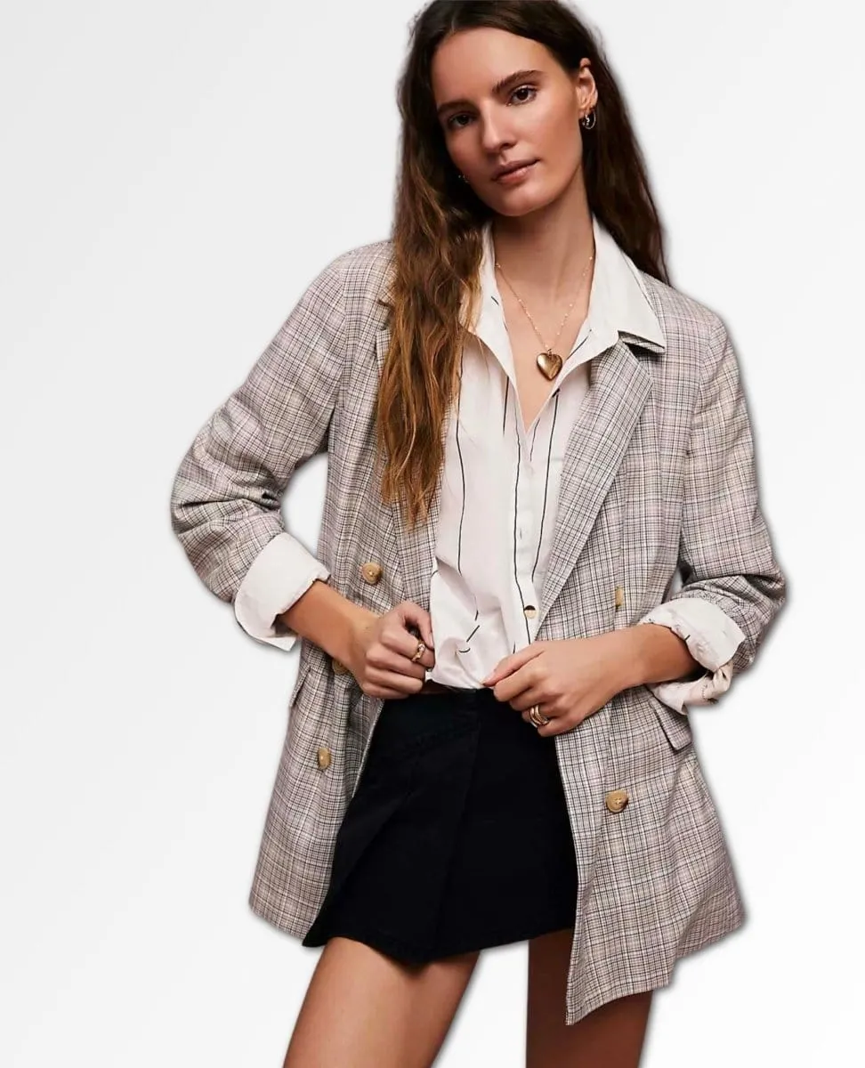 Restocked Olivia Plaid Blazer Neutral Combo
