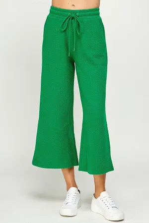 Textured Cropped Wide Pants