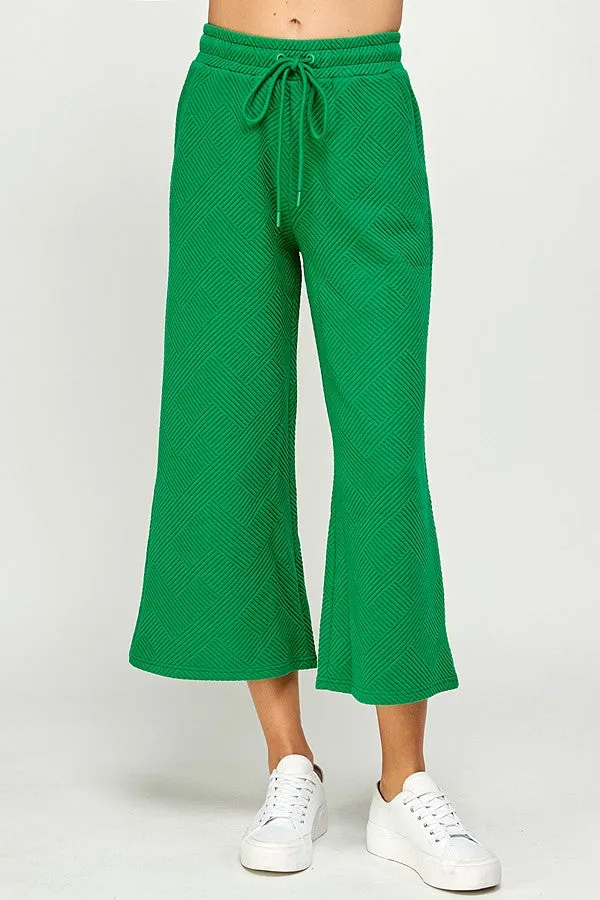 Textured Cropped Wide Pants