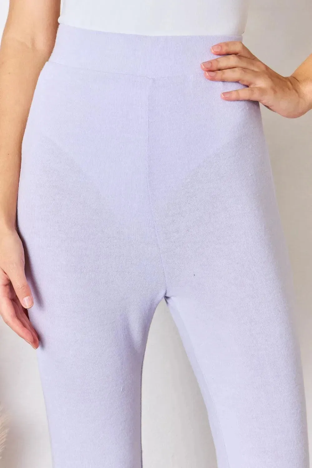 Ultra Soft High Waist Flare Knit Pants for Effortless Style