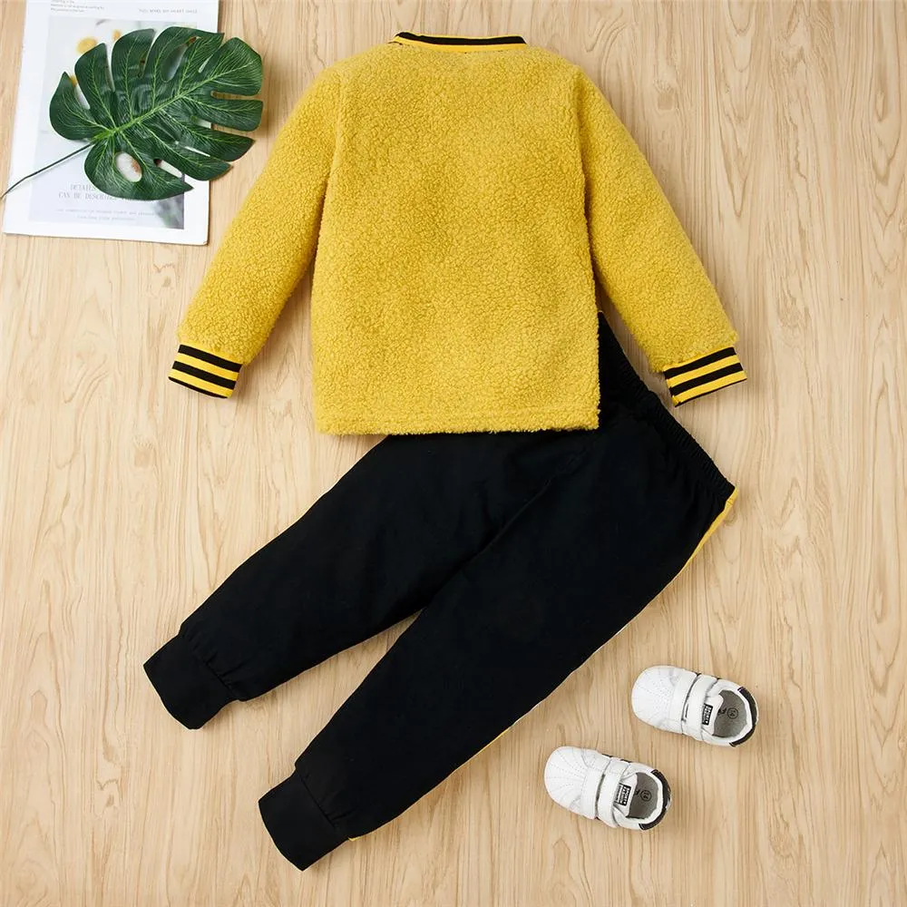 Unisex Letter Long Sleeve Warm Top & Pants Kids Boutique Wholesale
