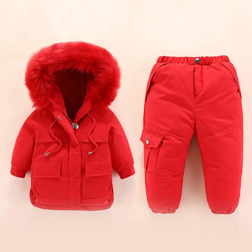 Unisex Solid Color Winter Furry Hoodie Long Sleeve Coat & Pants Kids Wholesale Clothing