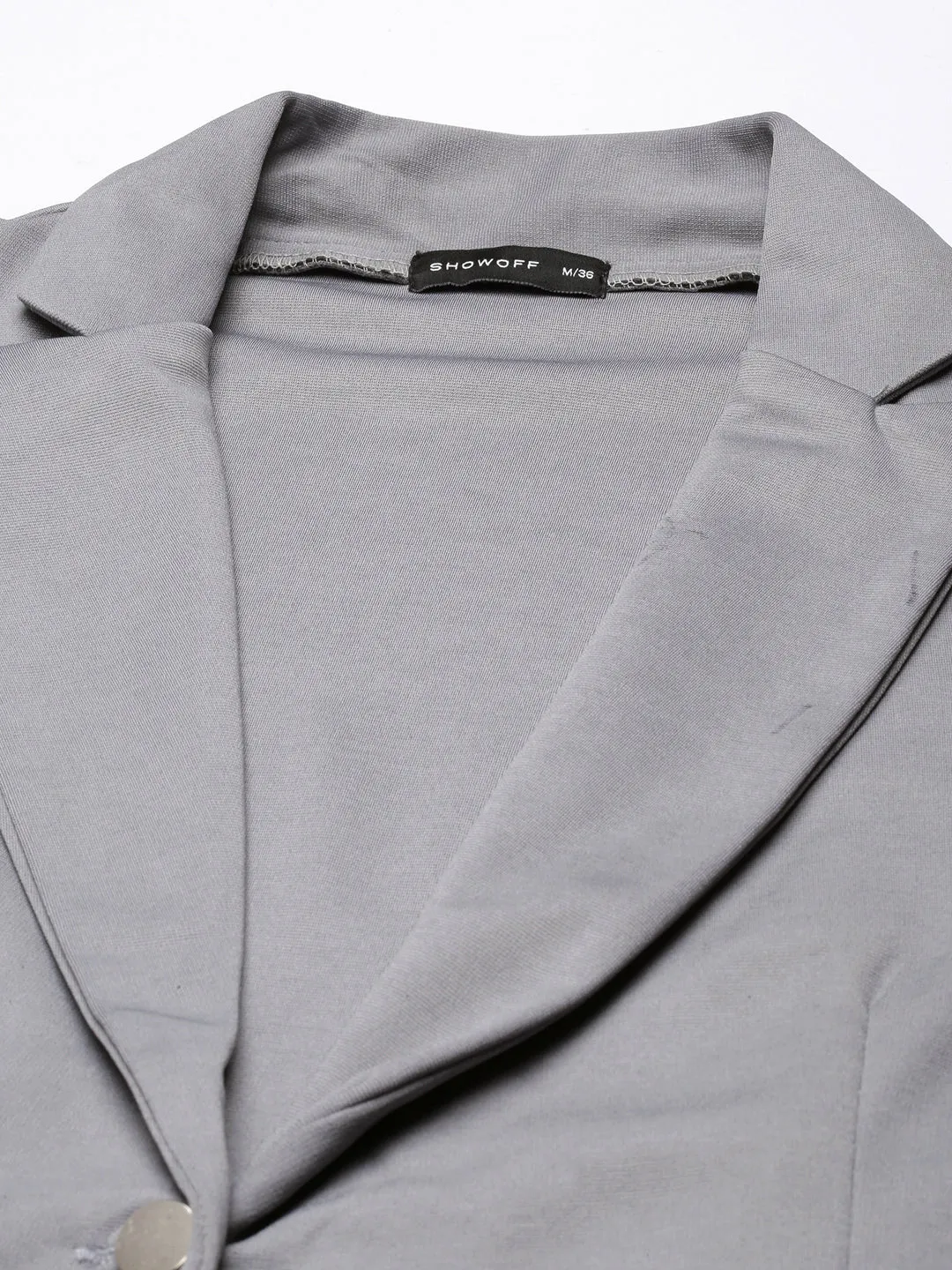 Women Grey Single-Breasted Casual Blazer