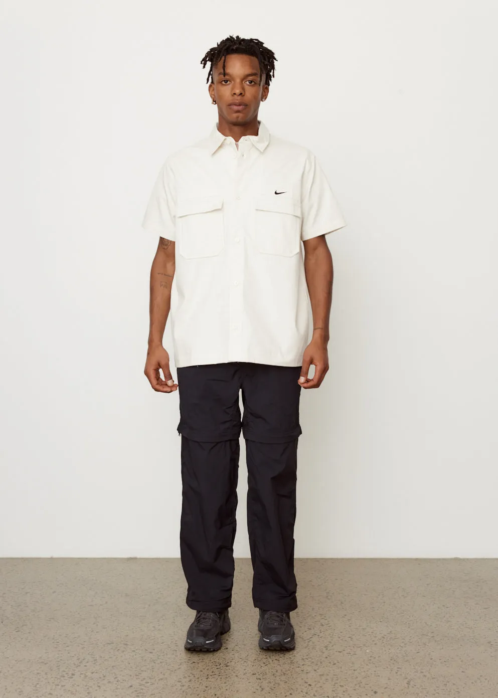 Woven Military Short Sleeve Button Down Shirt