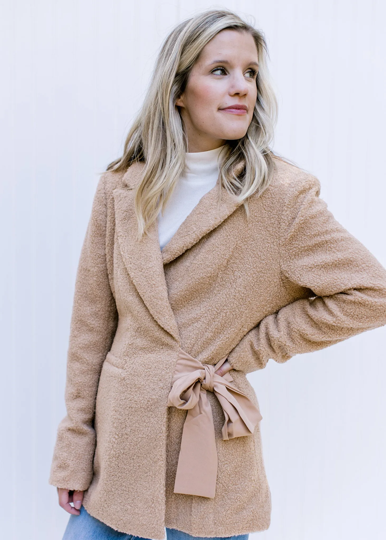 X Camel Side Tie Coat